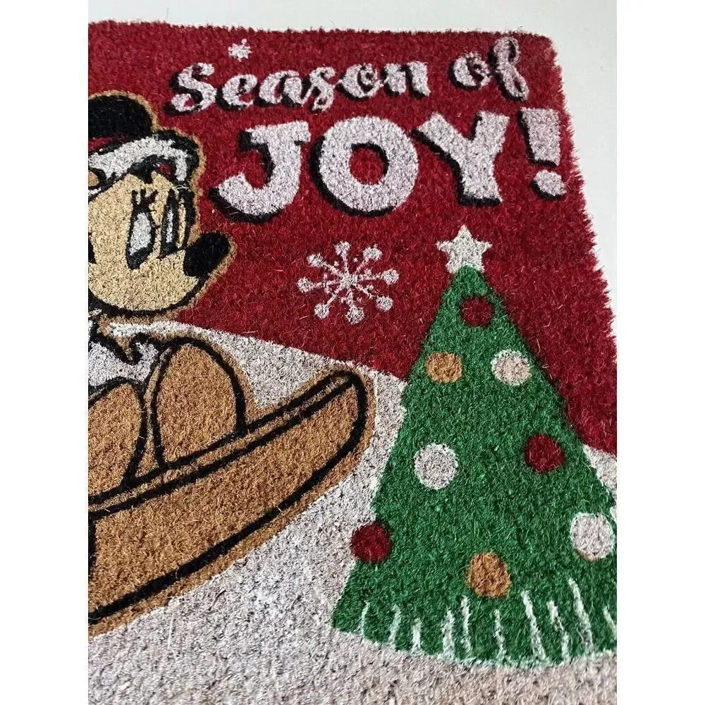 Disney‎ Minnie Mouse Aristocats  Sledding Christmas Season Coir Door Mat 18x28”